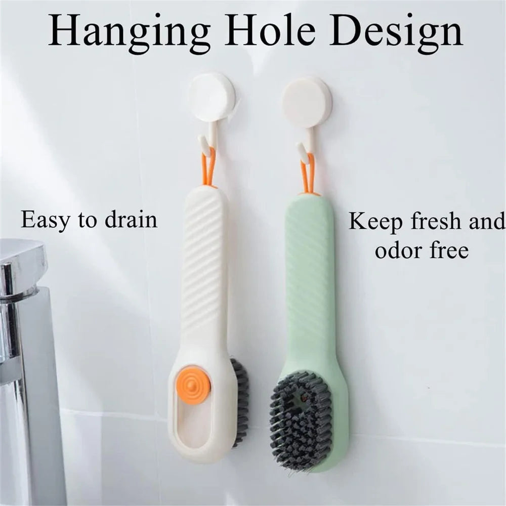 Soap Dispensing Cleaning Brush with Handle – 2-Piece Multipurpose Cleaning Set