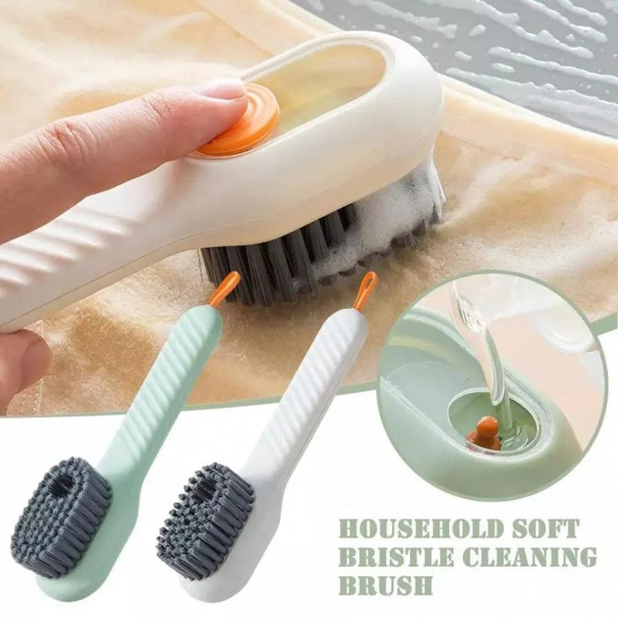 Soap Dispensing Cleaning Brush with Handle – 2-Piece Multipurpose Cleaning Set