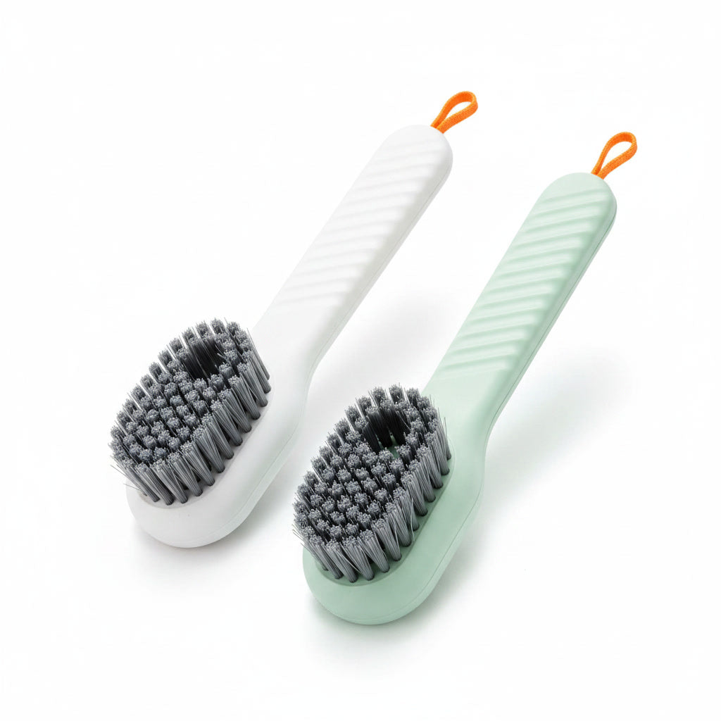 Soap Dispensing Cleaning Brush with Handle – 2-Piece Multipurpose Cleaning Set